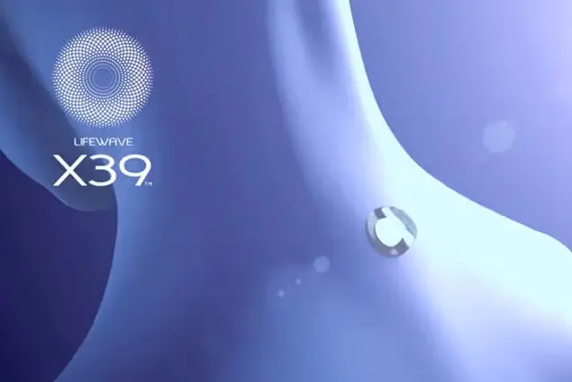 LifeWave X39 promotional image showing a patch on a shoulder